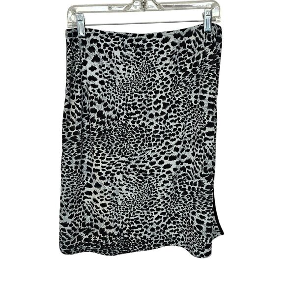 BCBG Womens Animal Print Skirt Sz Large Contrast Trim Knee Length Mob Wife Siren - Picture 3 of 8